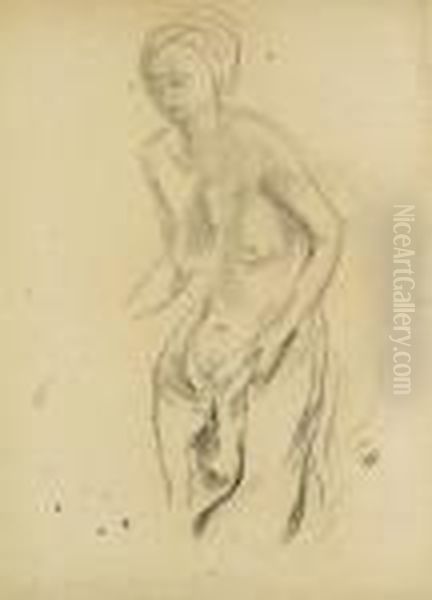 Standing Female Nude Oil Painting by Carl Hofer