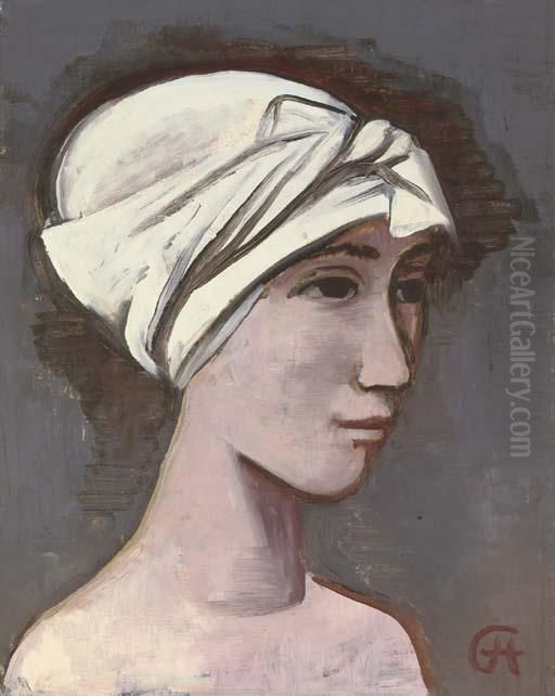 Madchen Mit Kopftuch Oil Painting by Carl Hofer