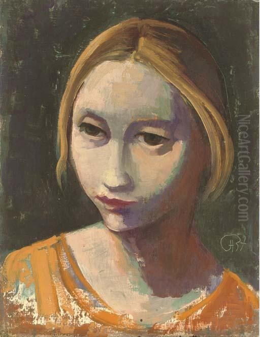 Madchenkopf Oil Painting by Carl Hofer