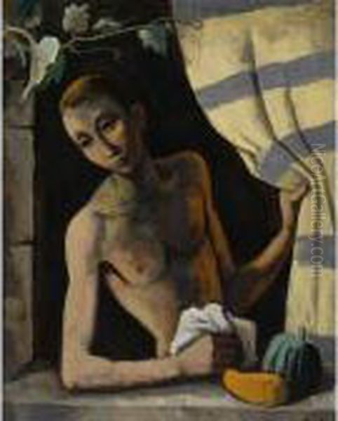 Jungling Im Fenster (boy In The Window) Oil Painting by Carl Hofer