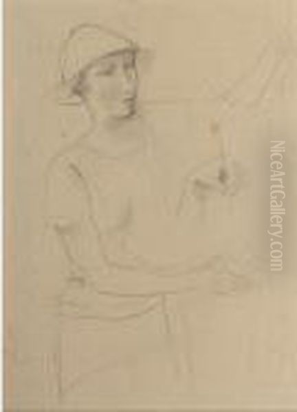 Frau Mit Hut (woman With Hat) Oil Painting by Carl Hofer
