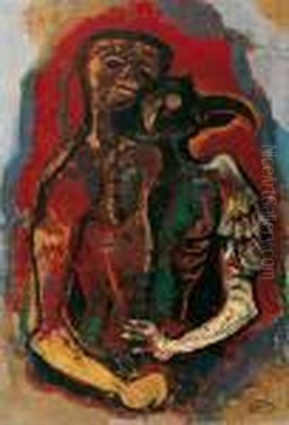 Jungling Und Damon Oil Painting by Carl Hofer