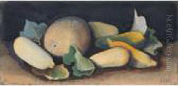 Tilleben: Melone Und Kurbisse (still Life With Melon And Pumpkins) Oil Painting by Carl Hofer