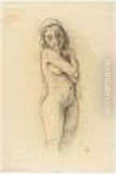 Madchenakt Ii (young Female Nude Ii) Oil Painting by Carl Hofer