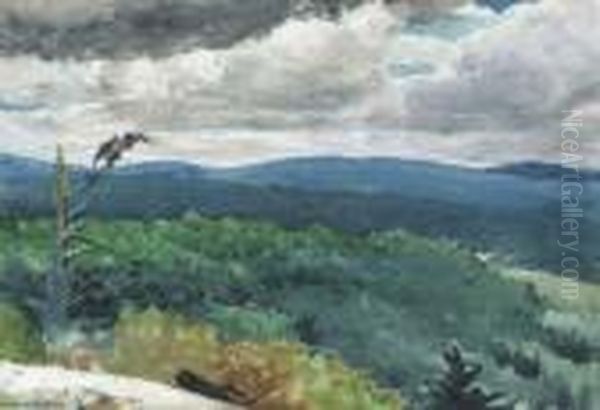Hilly Landscape Oil Painting by Winslow Homer