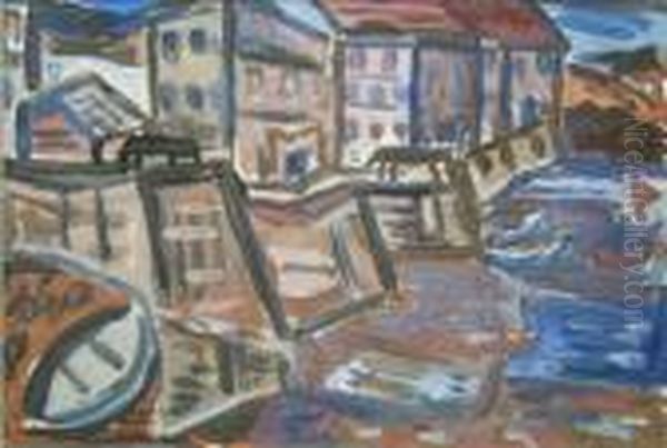 Fishing Boats, Youghal Oil Painting by Evie Sydney Hone