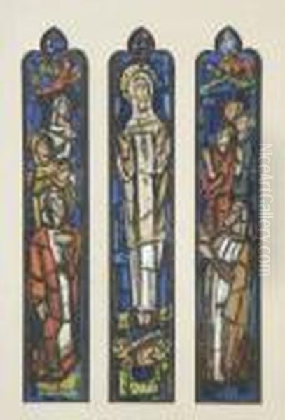 Design For Stained Glass Window 
In The Church Of The Immaculateassumption, Farm Street, London Oil Painting by Evie Sydney Hone