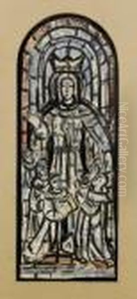 Design For Stained Glass Window Oil Painting by Evie Sydney Hone