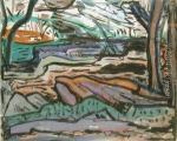 Lake At Marlay Oil Painting by Evie Sydney Hone
