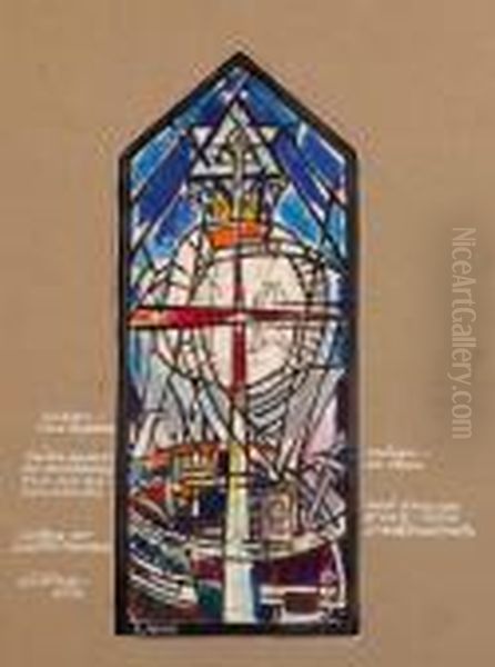 The Clokey Stained Glass Studios Belfast Oil Painting by Evie Sydney Hone
