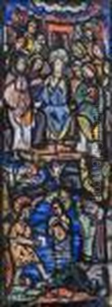 The Baptism (study For A Stained Glass Window) Oil Painting by Evie Sydney Hone