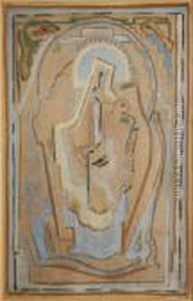 Madonna & Child - Abstract Composition Oil Painting by Evie Sydney Hone