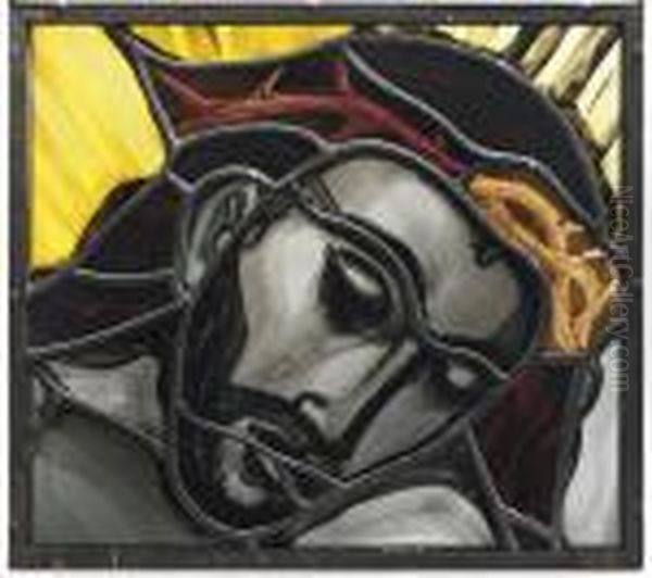 Head Of Christ, Study For The Eton Window Oil Painting by Evie Sydney Hone