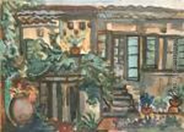 Italian Villa Oil Painting by Evie Sydney Hone