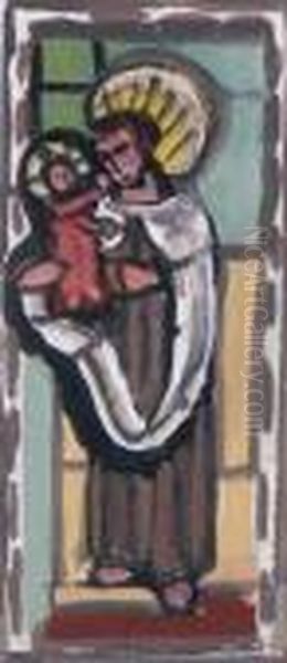 Study For Stained Glass Window Oil Painting by Evie Sydney Hone