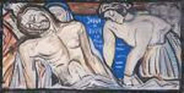 Jesus Is Laid In The Tomb Oil Painting by Evie Sydney Hone