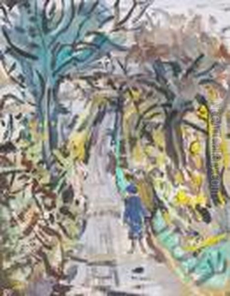 Emmy On The Road Home Oil Painting by Evie Sydney Hone