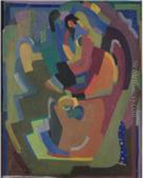 Untitled (mother And Child) Oil Painting by Evie Sydney Hone