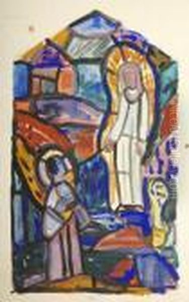 Study For A Stained Glass Panel Oil Painting by Evie Sydney Hone