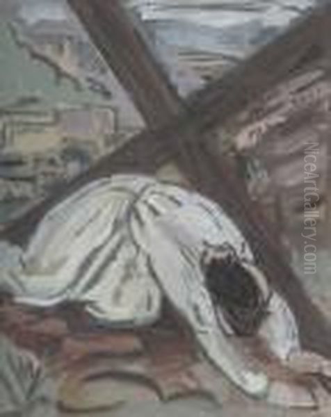 9th Station Oil Painting by Evie Sydney Hone