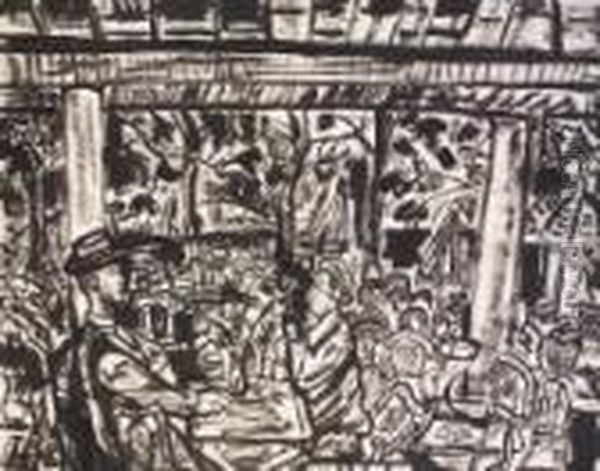 Cafe At Bagatelle Gardens Oil Painting by Evie Sydney Hone