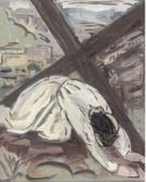 Ninth Station Of The Cross Oil Painting by Evie Sydney Hone