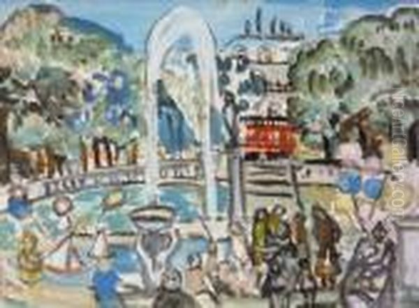 In The Luxembourg Gardens Oil Painting by Evie Sydney Hone