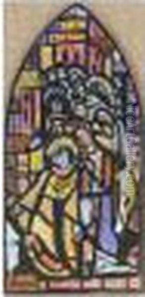 Design For A Stained Glass Window, Eton College Oil Painting by Evie Sydney Hone