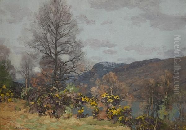 Loch Scene, Winter Oil Painting by George Houston