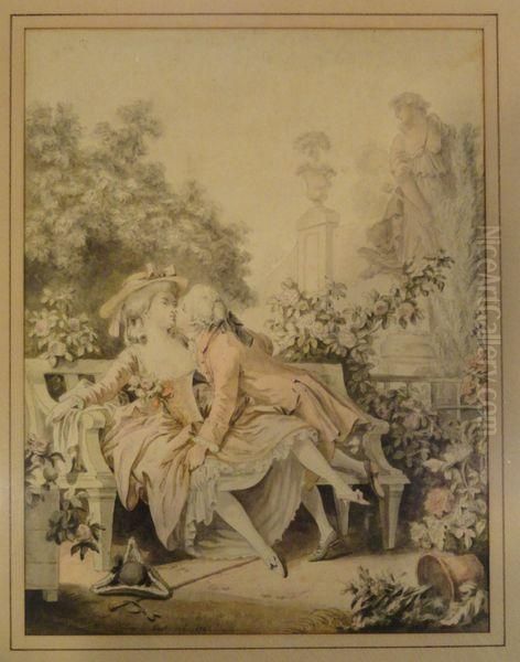 Les Amants Polissons Oil Painting by Jean-Baptiste Huet I