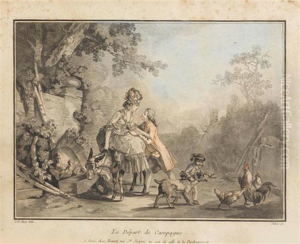 Le Depart De Campagne Oil Painting by Jean-Baptiste Huet