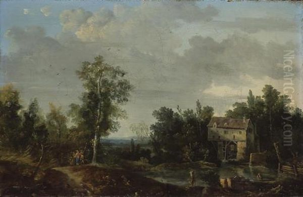 Le Moulin De Charenton Oil Painting by Jean-Baptiste Huet