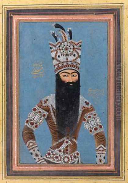 Portrait of FathAli Shah Qajar 1815 Oil Painting by Mihr'Ali