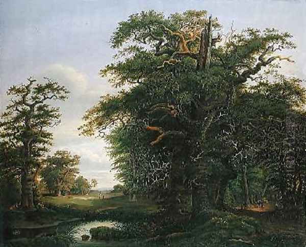 Oak Wood 1847 Oil Painting by David Christopher Mettlerkamp