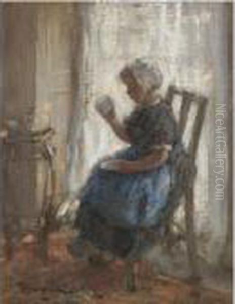 A Peep Into The Future Oil Painting by Robert Gemmell Hutchison