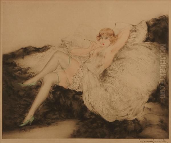 White Underwear Oil Painting by Louis Icart