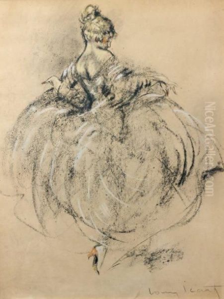 Femme En Robe Oil Painting by Louis Icart