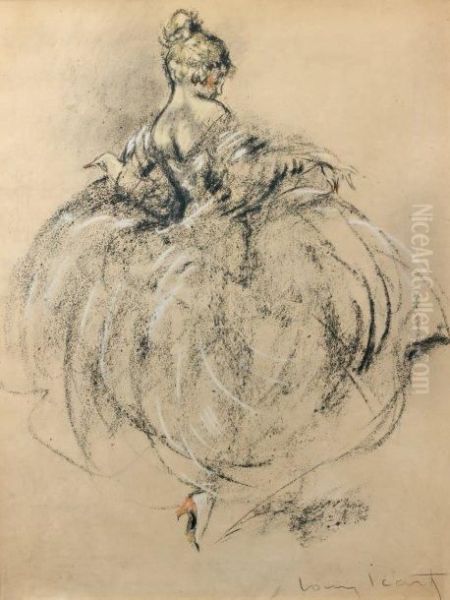 Femme En Robe Du Xviiieme Siecle Oil Painting by Louis Icart