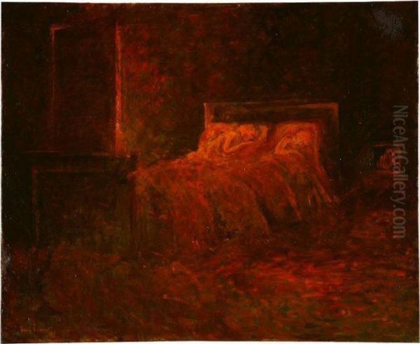 Girls In The Bed Oil Painting by Louis Icart