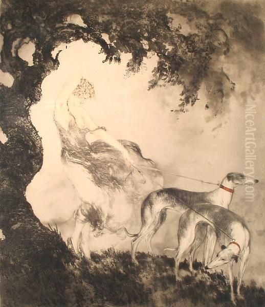 Gust Of Wind Oil Painting by Louis Icart