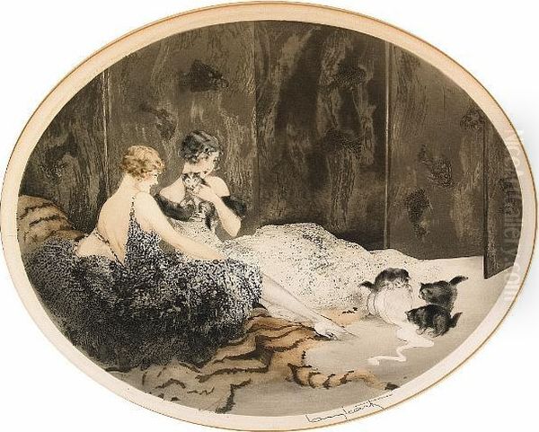 Spilled Milk Oil Painting by Louis Icart