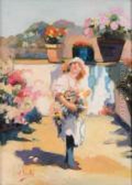 La Fioraia Oil Painting by Irolli Vincenzo