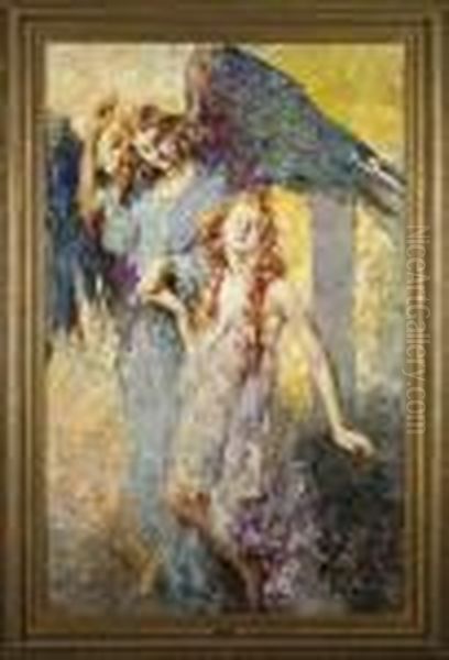 L'angelo Custode Oil Painting by Vincenzo Irolli