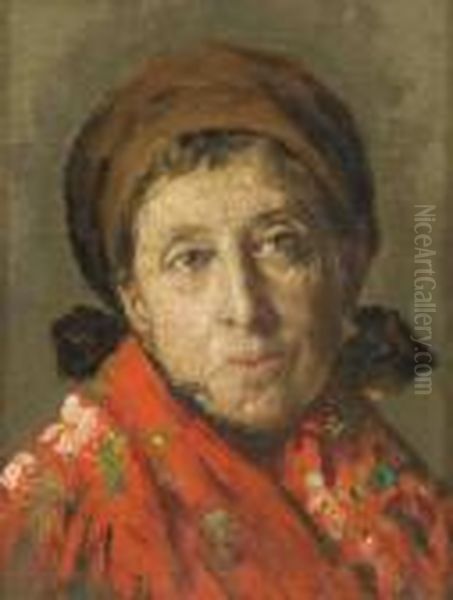 Donna Anziana Con Cuffia E Scialle Oil Painting by Vincenzo Irolli