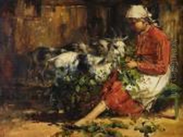 Contadinella Concapre Oil Painting by Vincenzo Irolli
