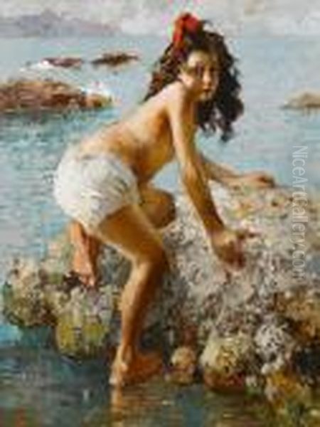 La Bambina Sulle Rocce Oil Painting by Vincenzo Irolli