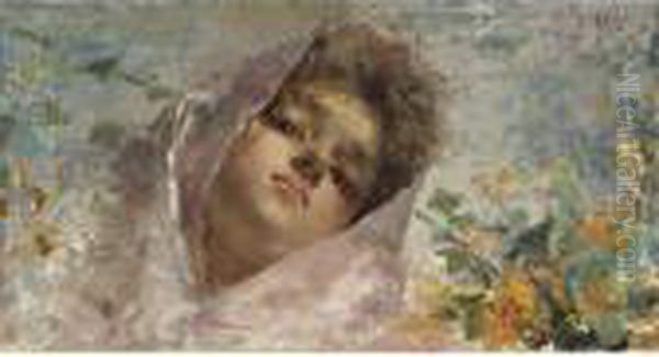 Ritratto Di Fanciulla Con Velo Rosa Oil Painting by Irolli Vincenzo