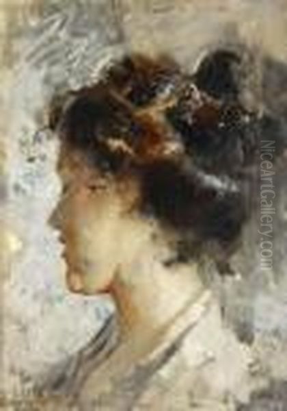 Profilo Di Donna Con Chignon Oil Painting by Vincenzo Irolli