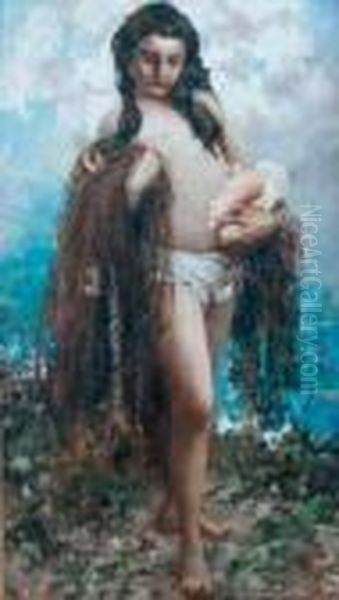 La Figlia Del Pescatore Oil Painting by Vincenzo Irolli