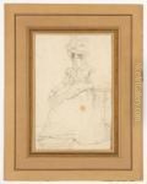 Elegante Assise Pres D'un Gueridon Oil Painting by Jean-Baptiste Isabey